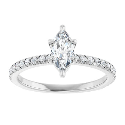 14K White Gold 1.30 CTW Marquise Claw-Prong Lab Grown Diamond Engagement Ring