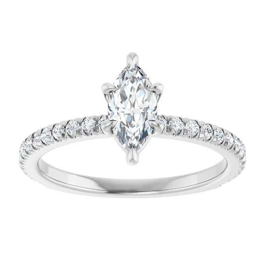 14K White Gold 1.30 CTW Marquise Claw-Prong Lab Grown Diamond Engagement Ring