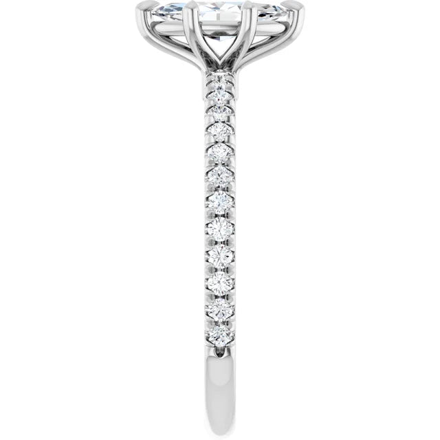 14K White Gold 1.30 CTW Marquise Claw-Prong Lab Grown Diamond Engagement Ring