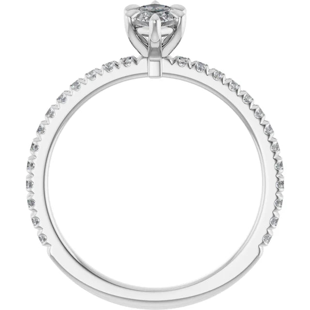 14K White Gold 1.30 CTW Marquise Claw-Prong Lab Grown Diamond Engagement Ring