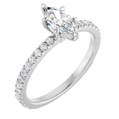 14K White Gold 1.30 CTW Marquise Claw-Prong Lab Grown Diamond Engagement Ring