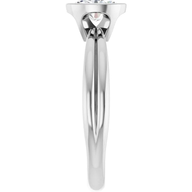 14K White Gold 1.32 CTW Oval Bezel-Set Solitaire Lab Grown Diamond Engagement Ring