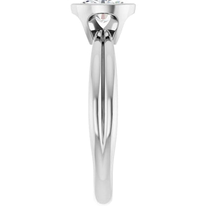 14K White Gold 1.32 CTW Oval Bezel-Set Solitaire Lab Grown Diamond Engagement Ring