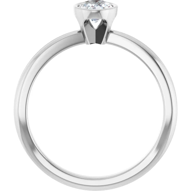 14K White Gold 1.32 CTW Oval Bezel-Set Solitaire Lab Grown Diamond Engagement Ring