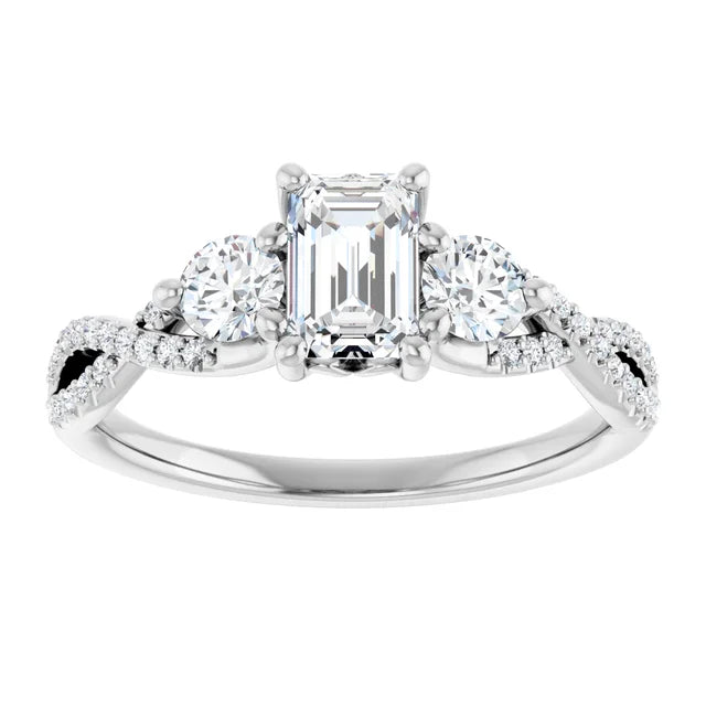 14K White Gold 1.42 CTW Emerald Solitaire Lab Grown Diamond Engagement Ring
