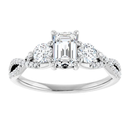 14K White Gold 1.42 CTW Emerald Solitaire Lab Grown Diamond Engagement Ring