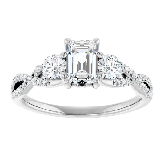 14K White Gold 1.42 CTW Emerald Solitaire Lab Grown Diamond Engagement Ring