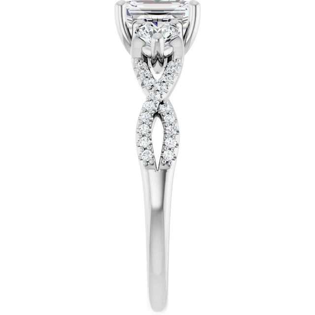14K White Gold 1.42 CTW Emerald Solitaire Lab Grown Diamond Engagement Ring