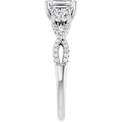 14K White Gold 1.42 CTW Emerald Solitaire Lab Grown Diamond Engagement Ring
