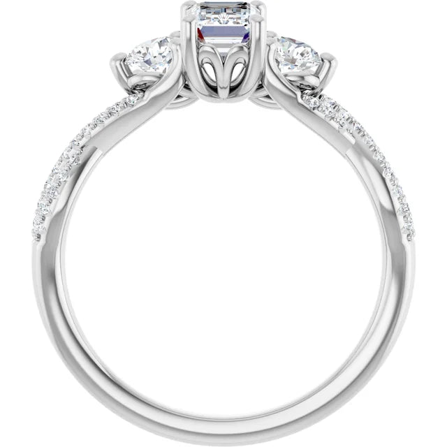 14K White Gold 1.42 CTW Emerald Solitaire Lab Grown Diamond Engagement Ring