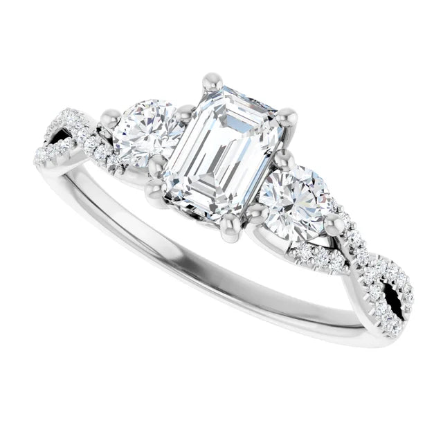 14K White Gold 1.42 CTW Emerald Solitaire Lab Grown Diamond Engagement Ring