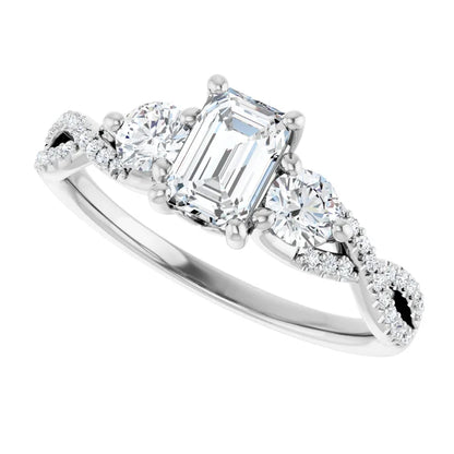 14K White Gold 1.42 CTW Emerald Solitaire Lab Grown Diamond Engagement Ring