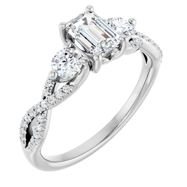 14K White Gold 1.42 CTW Emerald Solitaire Lab Grown Diamond Engagement Ring