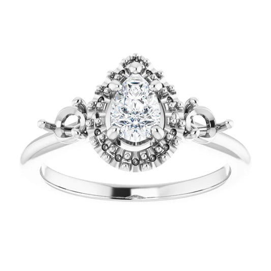 14K White Gold 1.42 CTW Pear Halo Lab Grown Diamond Engagement Ring