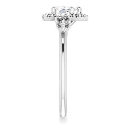 14K White Gold 1.42 CTW Pear Halo Lab Grown Diamond Engagement Ring