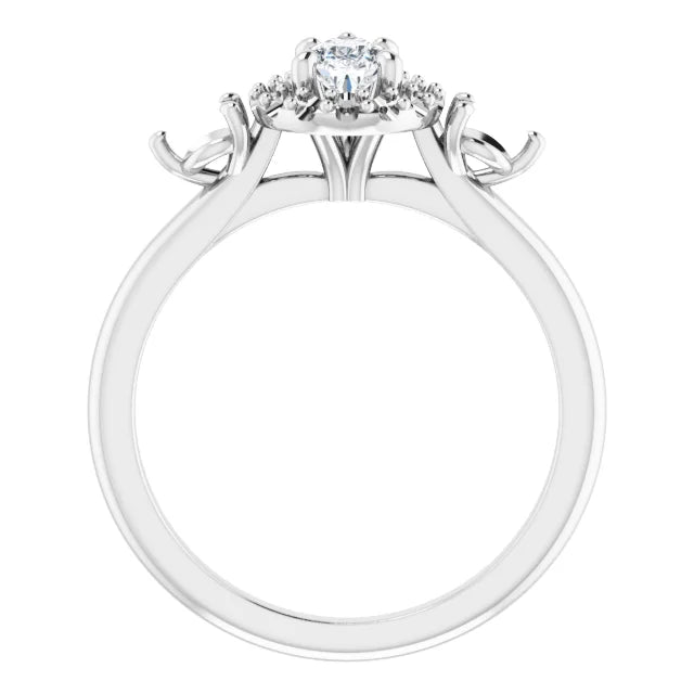 14K White Gold 1.42 CTW Pear Halo Lab Grown Diamond Engagement Ring