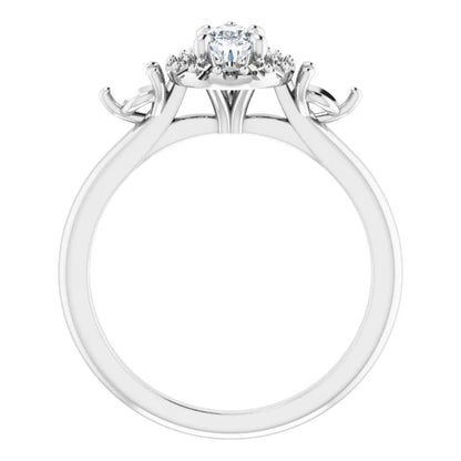 14K White Gold 1.42 CTW Pear Halo Lab Grown Diamond Engagement Ring
