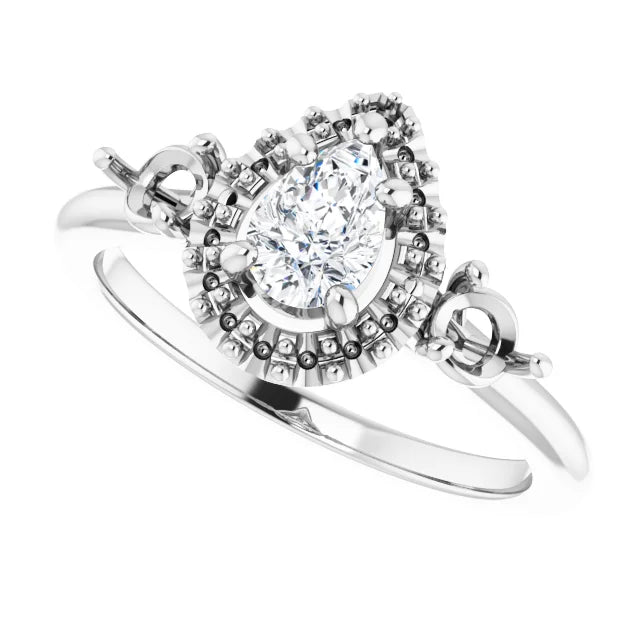 14K White Gold 1.42 CTW Pear Halo Lab Grown Diamond Engagement Ring
