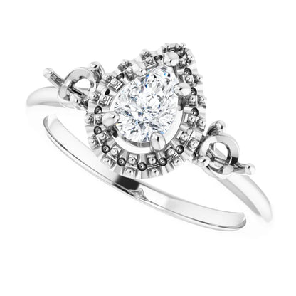 14K White Gold 1.42 CTW Pear Halo Lab Grown Diamond Engagement Ring