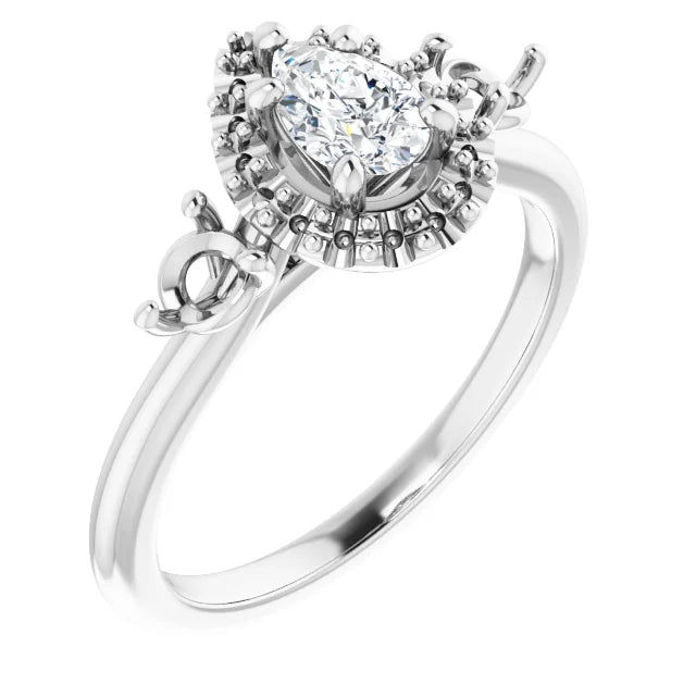 14K White Gold 1.42 CTW Pear Halo Lab Grown Diamond Engagement Ring