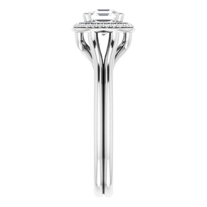 14K White Gold 1.435 CTW Asscher Halo Lab Grown Diamond Engagement Ring