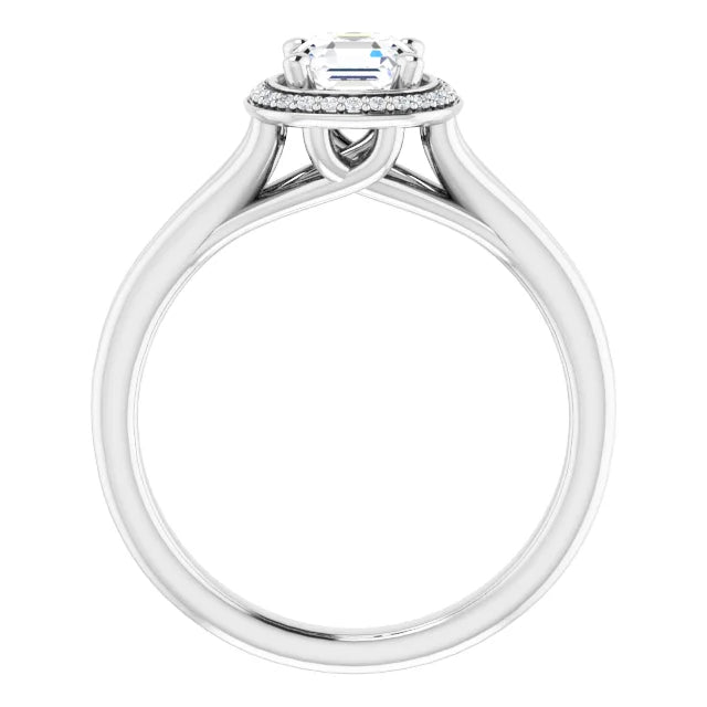14K White Gold 1.435 CTW Asscher Halo Lab Grown Diamond Engagement Ring