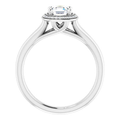 14K White Gold 1.435 CTW Asscher Halo Lab Grown Diamond Engagement Ring