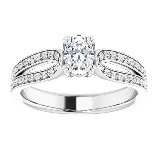 14K White Gold 1.43 CTW Oval Accented Lab Grown Diamond Engagement Ring