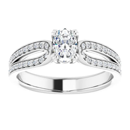 14K White Gold 1.43 CTW Oval Accented Lab Grown Diamond Engagement Ring