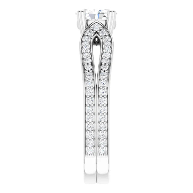 14K White Gold 1.43 CTW Oval Accented Lab Grown Diamond Engagement Ring