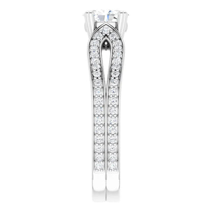 14K White Gold 1.43 CTW Oval Accented Lab Grown Diamond Engagement Ring