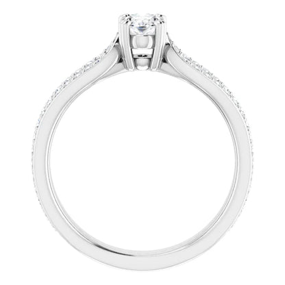 14K White Gold 1.43 CTW Oval Accented Lab Grown Diamond Engagement Ring