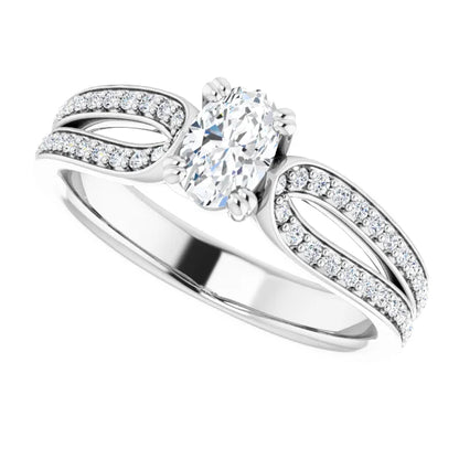 14K White Gold 1.43 CTW Oval Accented Lab Grown Diamond Engagement Ring