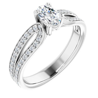 14K White Gold 1.43 CTW Oval Accented Lab Grown Diamond Engagement Ring