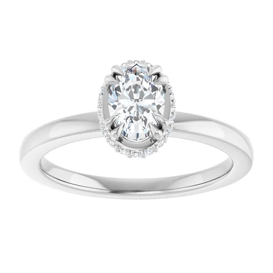 14K White Gold 1.44 CTW Oval Double-Claw Hidden Halo Lab Grown Diamond Engagement Ring
