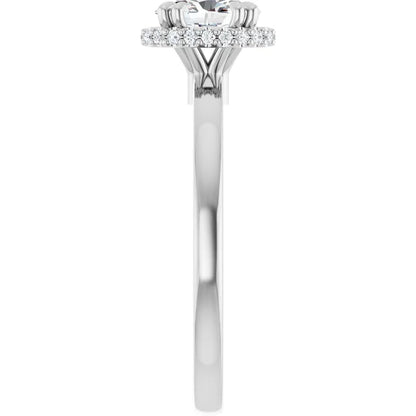 14K White Gold 1.44 CTW Oval Double-Claw Hidden Halo Lab Grown Diamond Engagement Ring