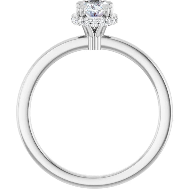 14K White Gold 1.44 CTW Oval Double-Claw Hidden Halo Lab Grown Diamond Engagement Ring