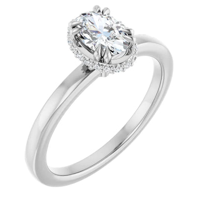 14K White Gold 1.44 CTW Oval Double-Claw Hidden Halo Lab Grown Diamond Engagement Ring