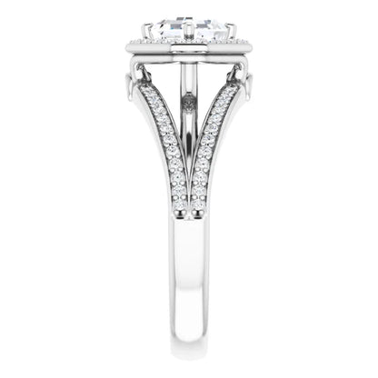 14K White Gold 1.503 CTW Asscher Halo Lab Grown Diamond Engagement Ring