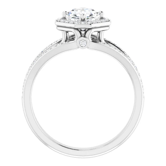 14K White Gold 1.503 CTW Asscher Halo Lab Grown Diamond Engagement Ring