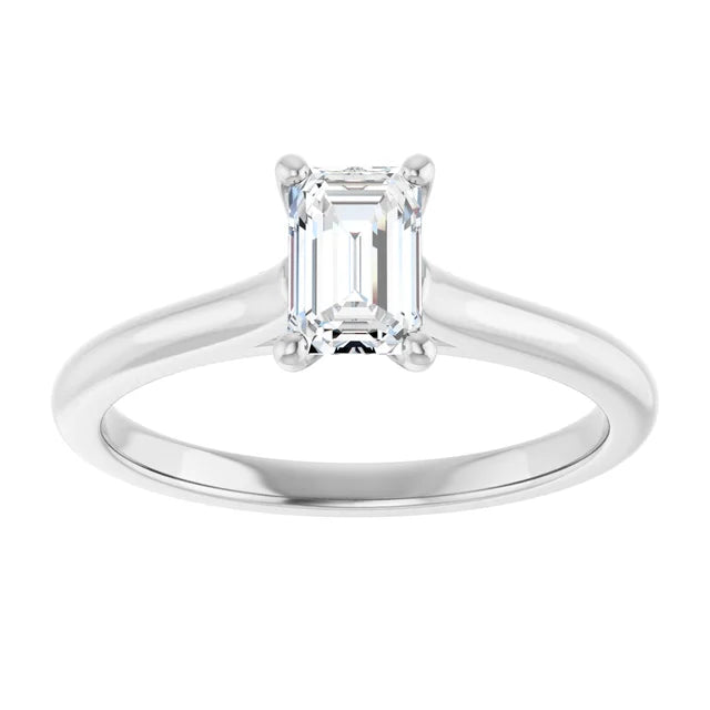 14K White Gold 1.54 CTW Emerald Accented Lab Grown Diamond Engagement Ring