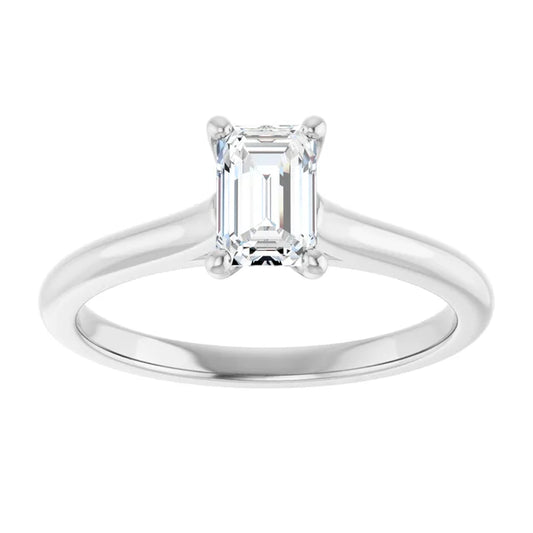 14K White Gold 1.54 CTW Emerald Accented Lab Grown Diamond Engagement Ring