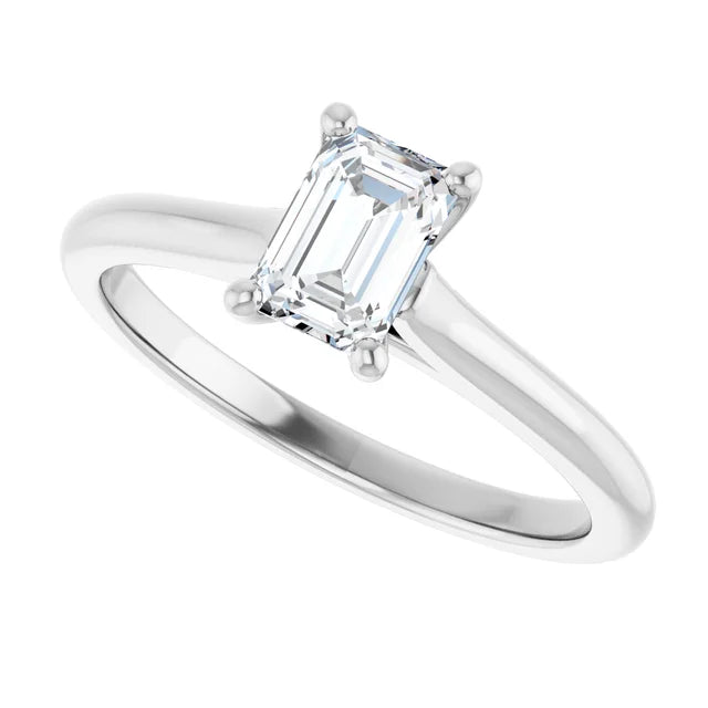 14K White Gold 1.54 CTW Emerald Accented Lab Grown Diamond Engagement Ring