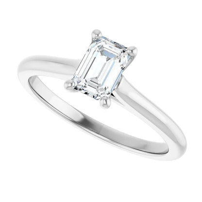 14K White Gold 1.54 CTW Emerald Accented Lab Grown Diamond Engagement Ring