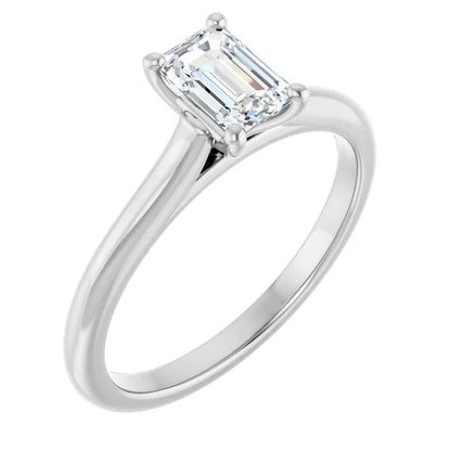 14K White Gold 1.54 CTW Emerald Accented Lab Grown Diamond Engagement Ring