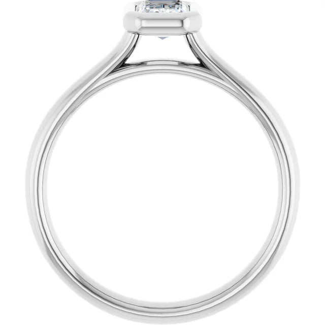 14K White Gold 1.54 CTW Emerald Bezel-Set Solitaire Lab Grown Diamond Engagement Ring