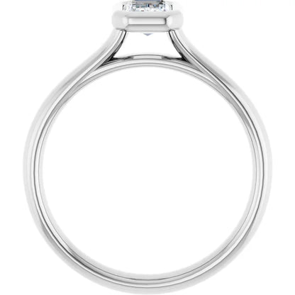 14K White Gold 1.54 CTW Emerald Bezel-Set Solitaire Lab Grown Diamond Engagement Ring