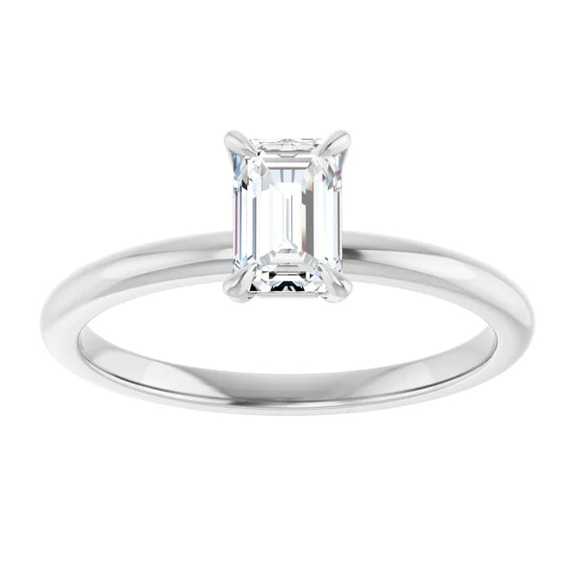 14K White Gold 1.55 CTW Emerald Solitaire Lab Grown Diamond Engagement Ring