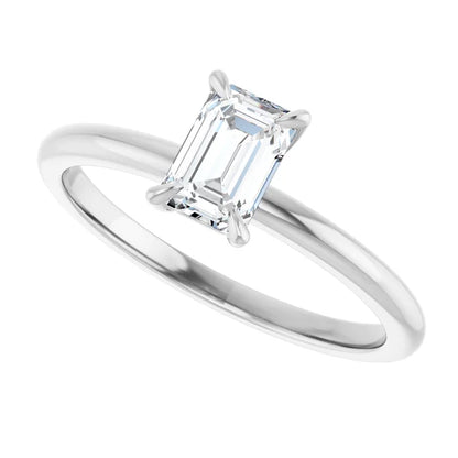 14K White Gold 1.55 CTW Emerald Solitaire Lab Grown Diamond Engagement Ring
