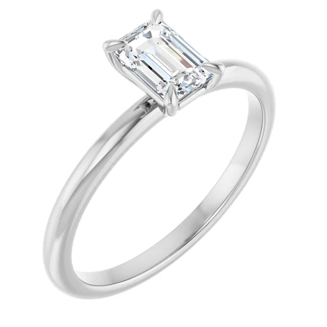 14K White Gold 1.55 CTW Emerald Solitaire Lab Grown Diamond Engagement Ring